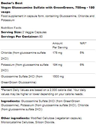 Vegánsky glukozamín sulfát 750 mg | So zeleným - 180 kapsúl