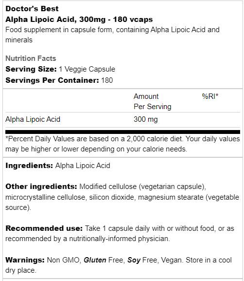 Najlepšia kyselina alfa -lipoová 300 mg - 180 kapsúl