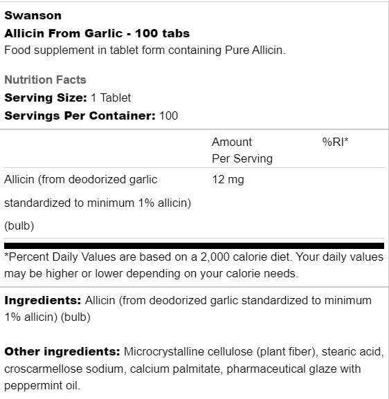 Allicín z cesnaku 12 mg 100 tabliet