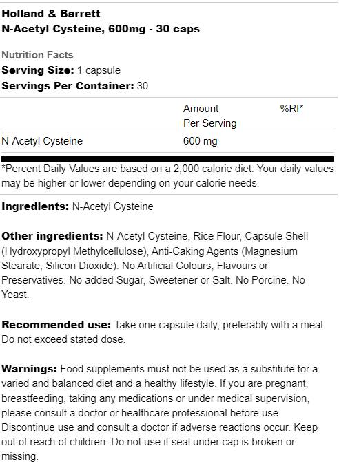 N-acetyl cysteín 600 mg 30 kapsúl
