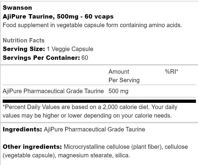 Ajipure taurín 500 mg 60 kapsúl