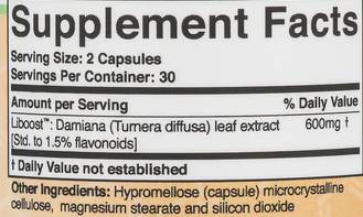 Liboost ™ | s Damiana 600 mg - 60 kapsúl