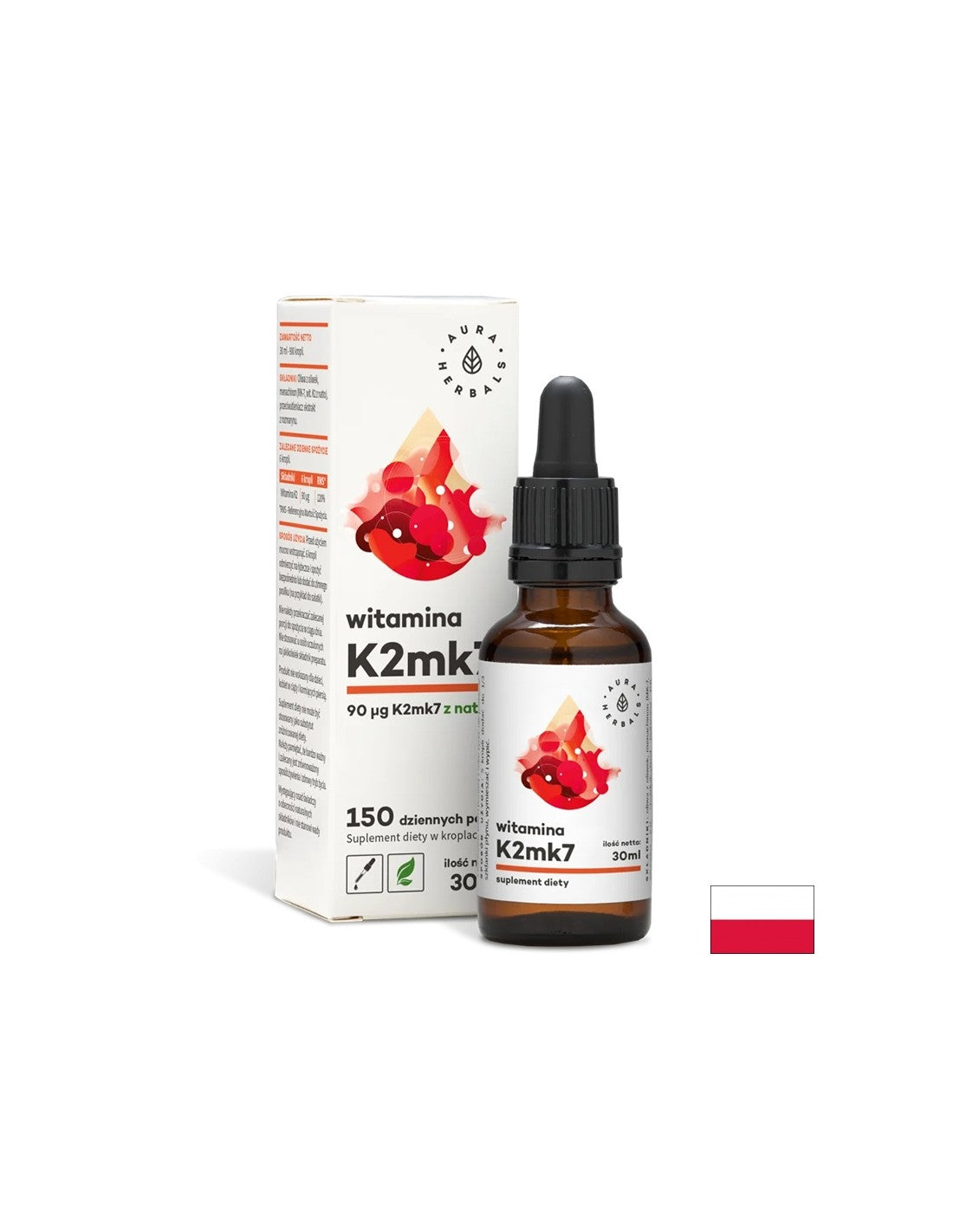 Zlepšuje hustotu kostí - Vitamín K2 (MK7), 30 ml kvapky <tc>Aura Herbals</tc>
