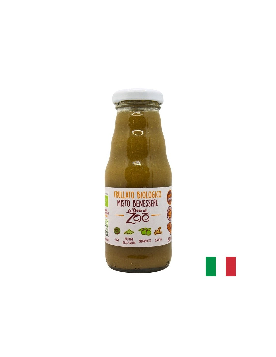 Organické kiwi, bergamot, konope a zázvorový smoothie, 200 ml