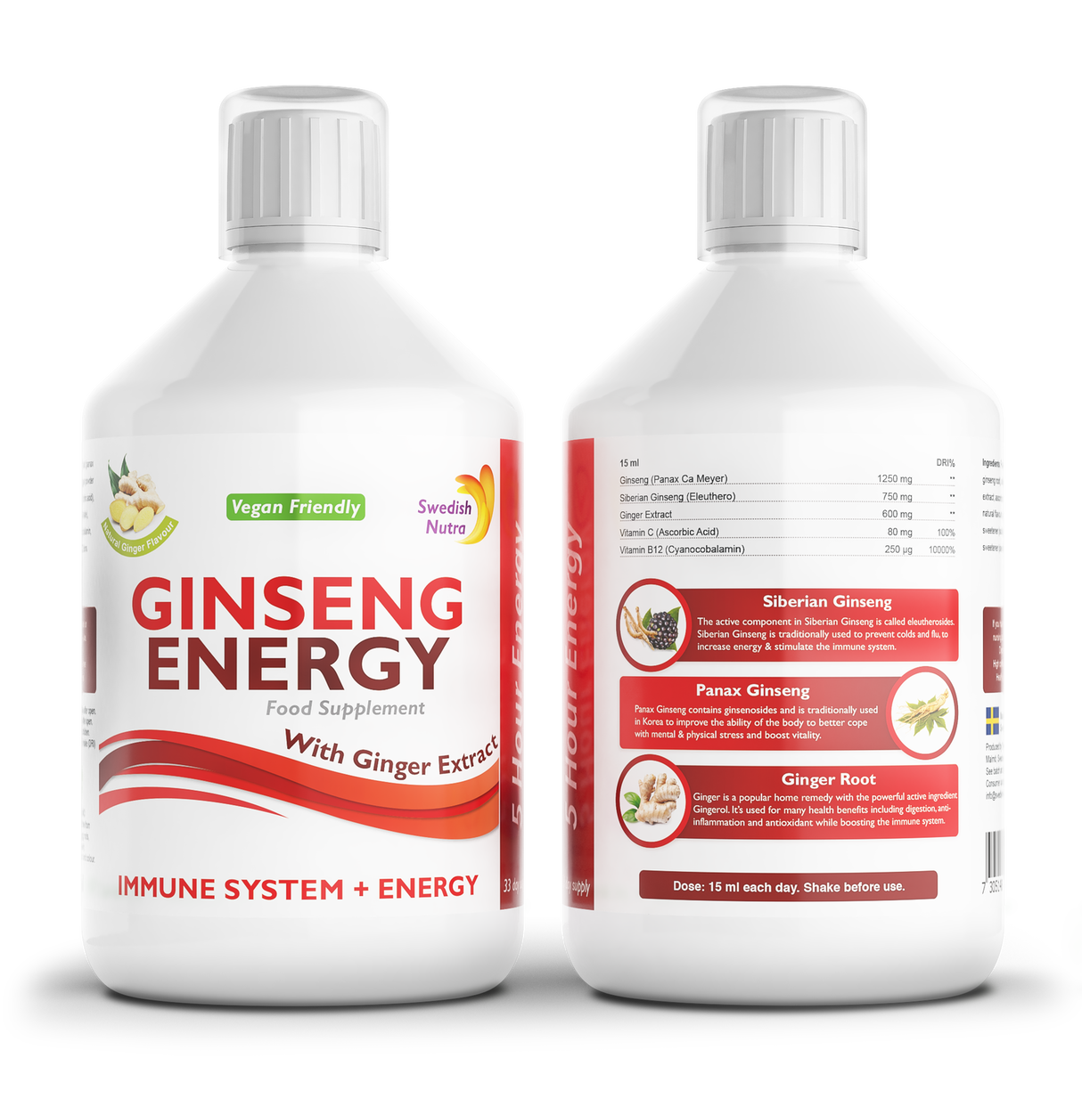 Ginseng 2000 mg - s extraktom zázvoru - 500 ml