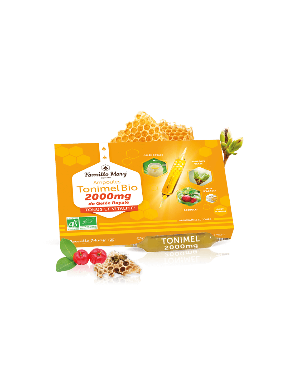 Ampulky pre tón, energiu a imunitu (s Royal Jelly 2000 mg), Bio, 10 ampulovaní na pitie, pomarančová príchuť