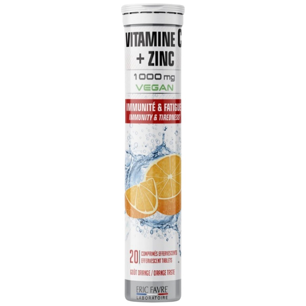 Vitamín C 1000 mg + šumivo zinku | Vegan priateľské - 20 rozpustných tabliet
