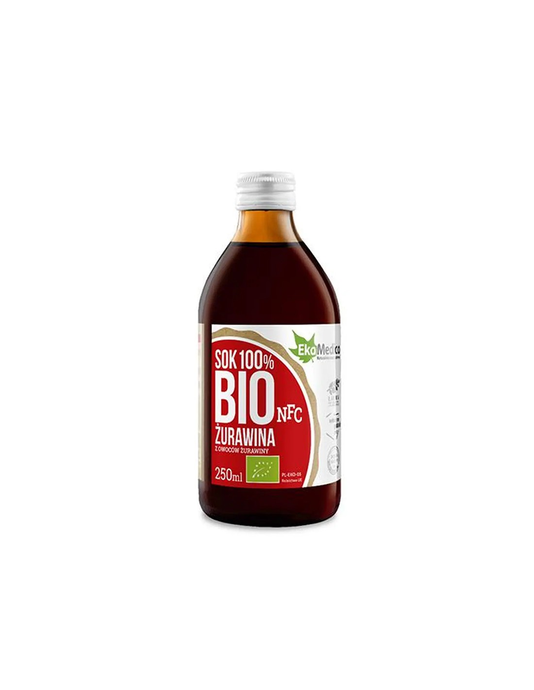 Organická brusnicová šťava s acerola a prírodné infekcie vitamínu C - močových ciest, 250 ml, 5 dávok