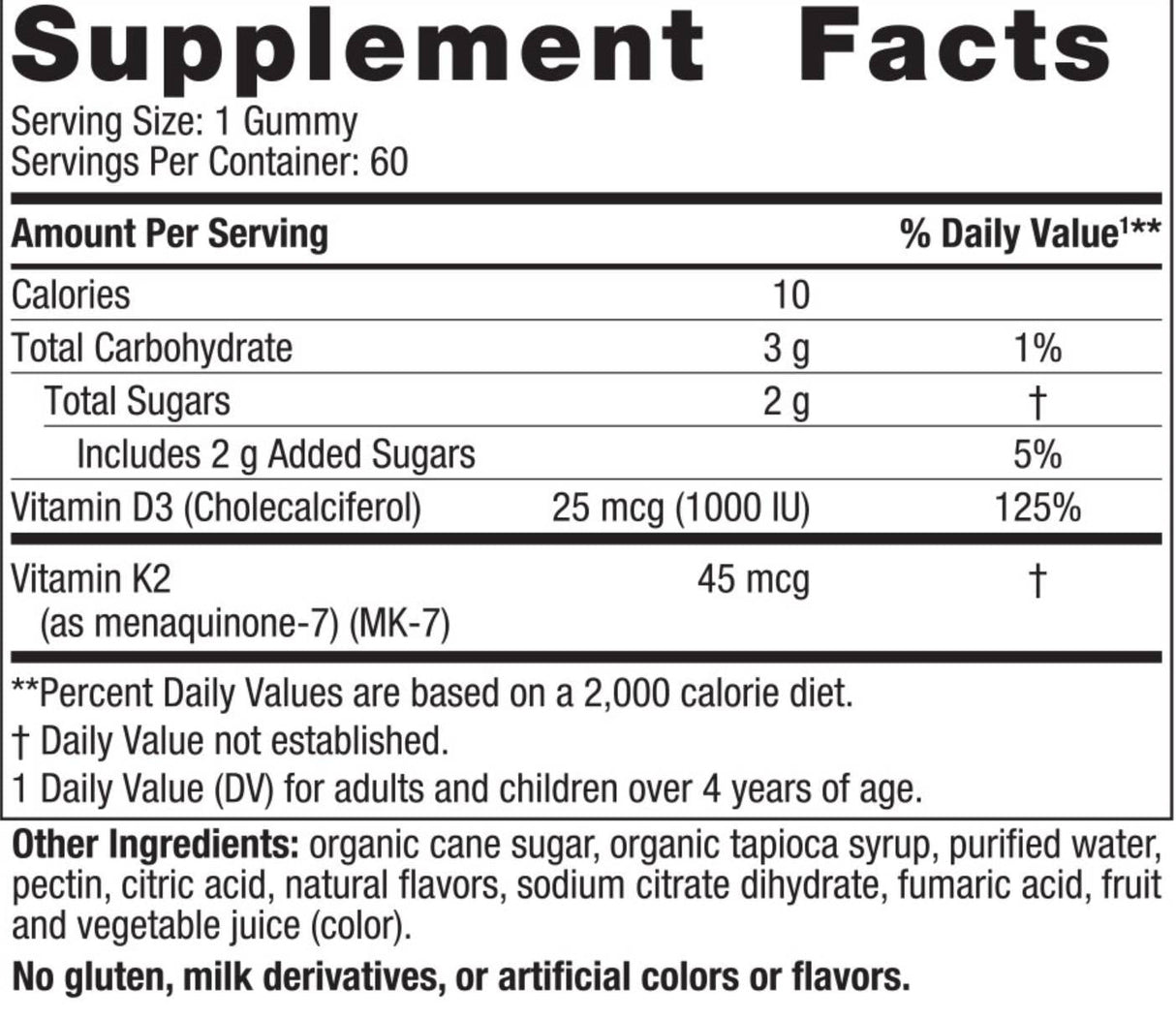 Vitamín D3 1000 IU + K2 45 MCG | Gummy - 60 Gummies