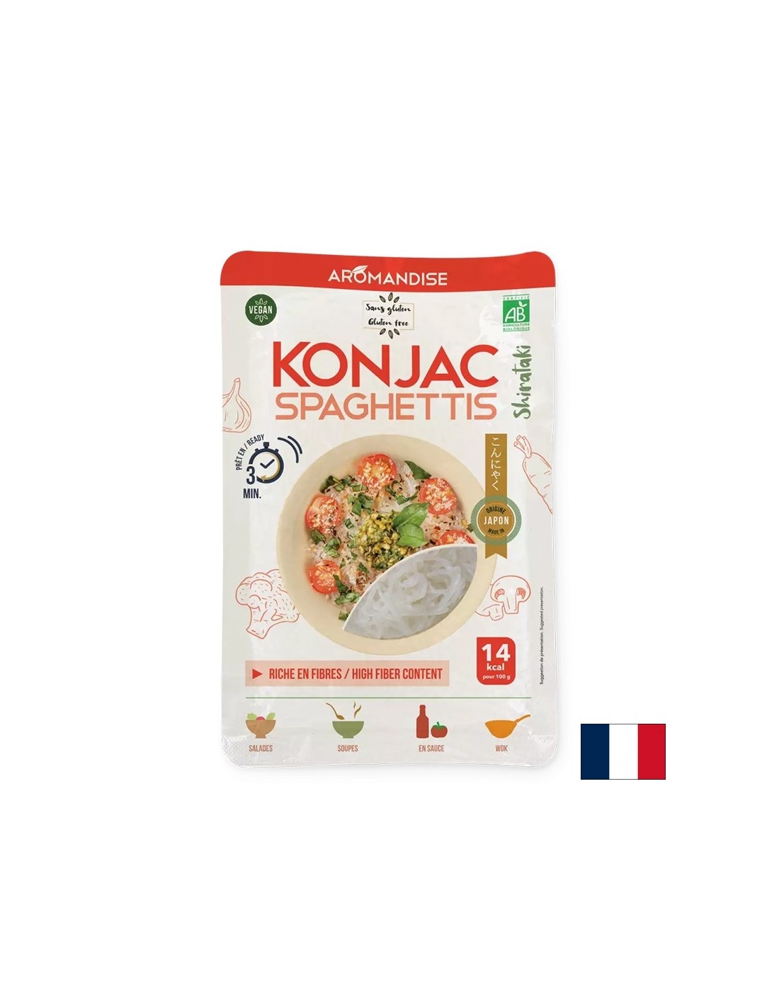 Diétne bezlepkové špagety vyrobené z Konjac a ryžovej múky (Shirataki)-3 minúty času varenia, 150 g