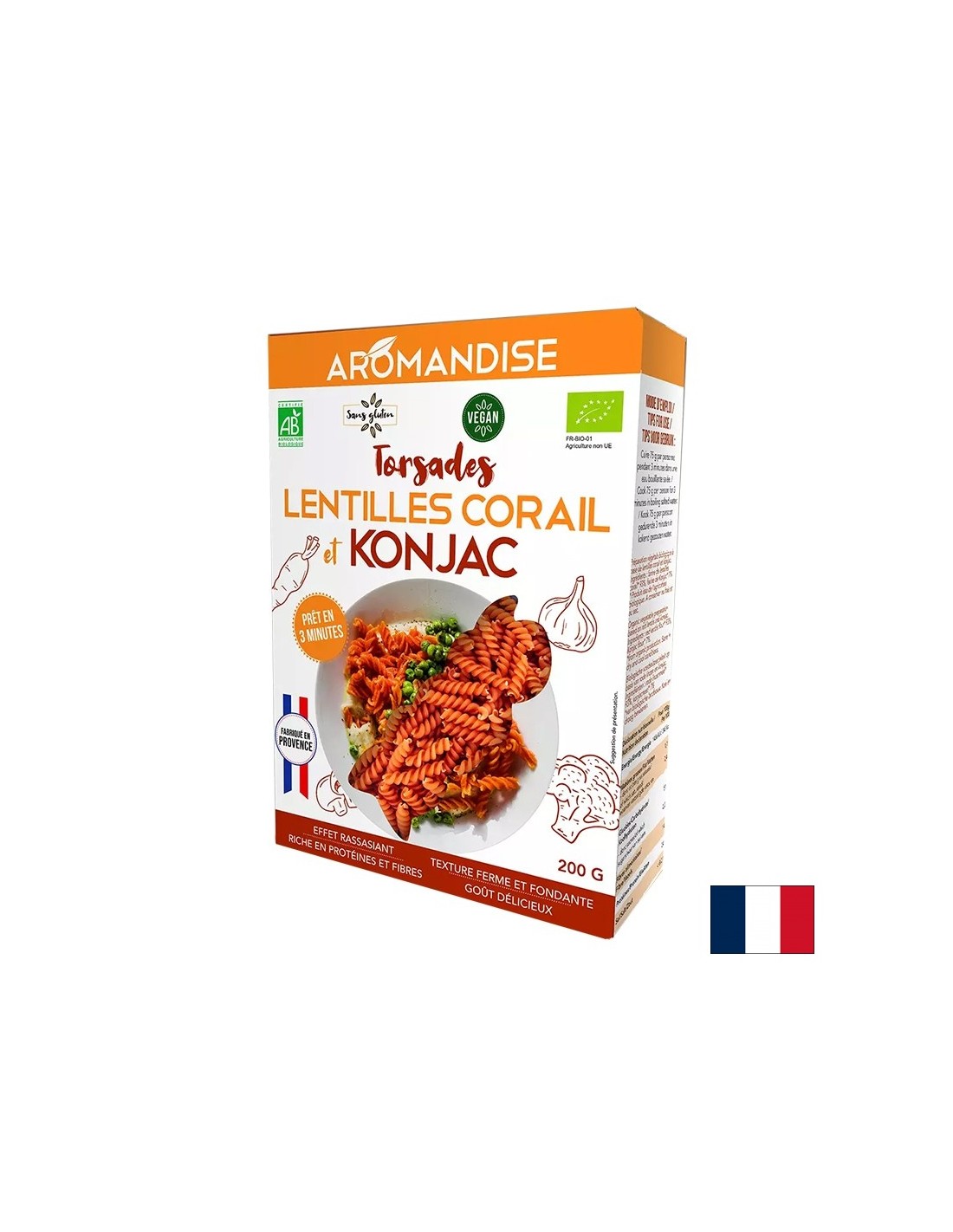 Bezlepkový výživový fusilli-3 minúta doby varenia (z konjac múky a koralovej šošovky), 200 g