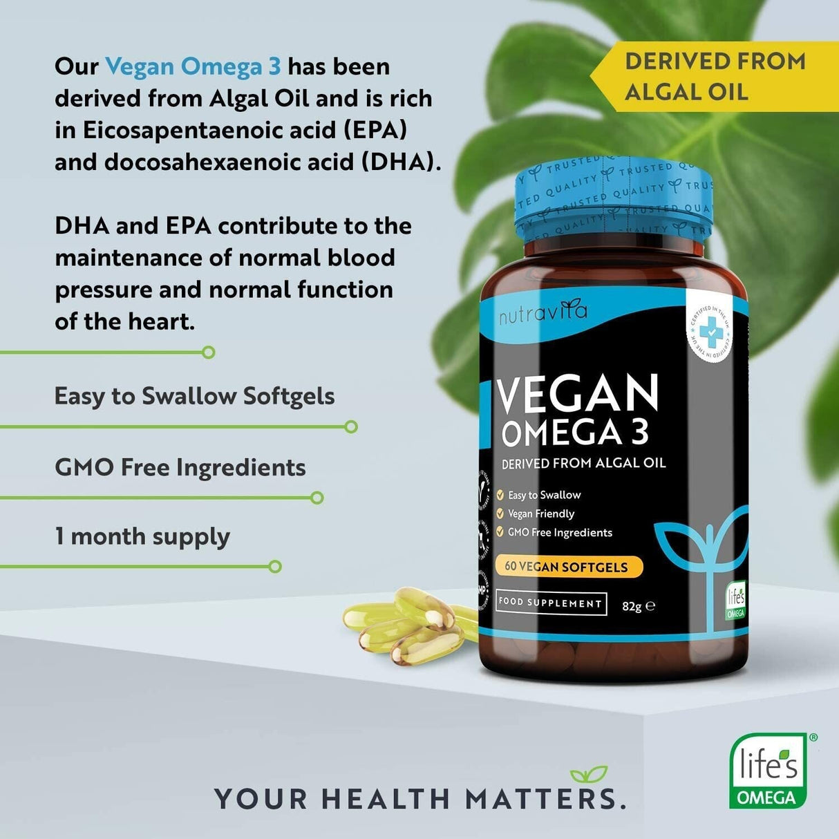 Vegan Omega 3 - 2000 mg /60 vegánskych gélových kapsúl /