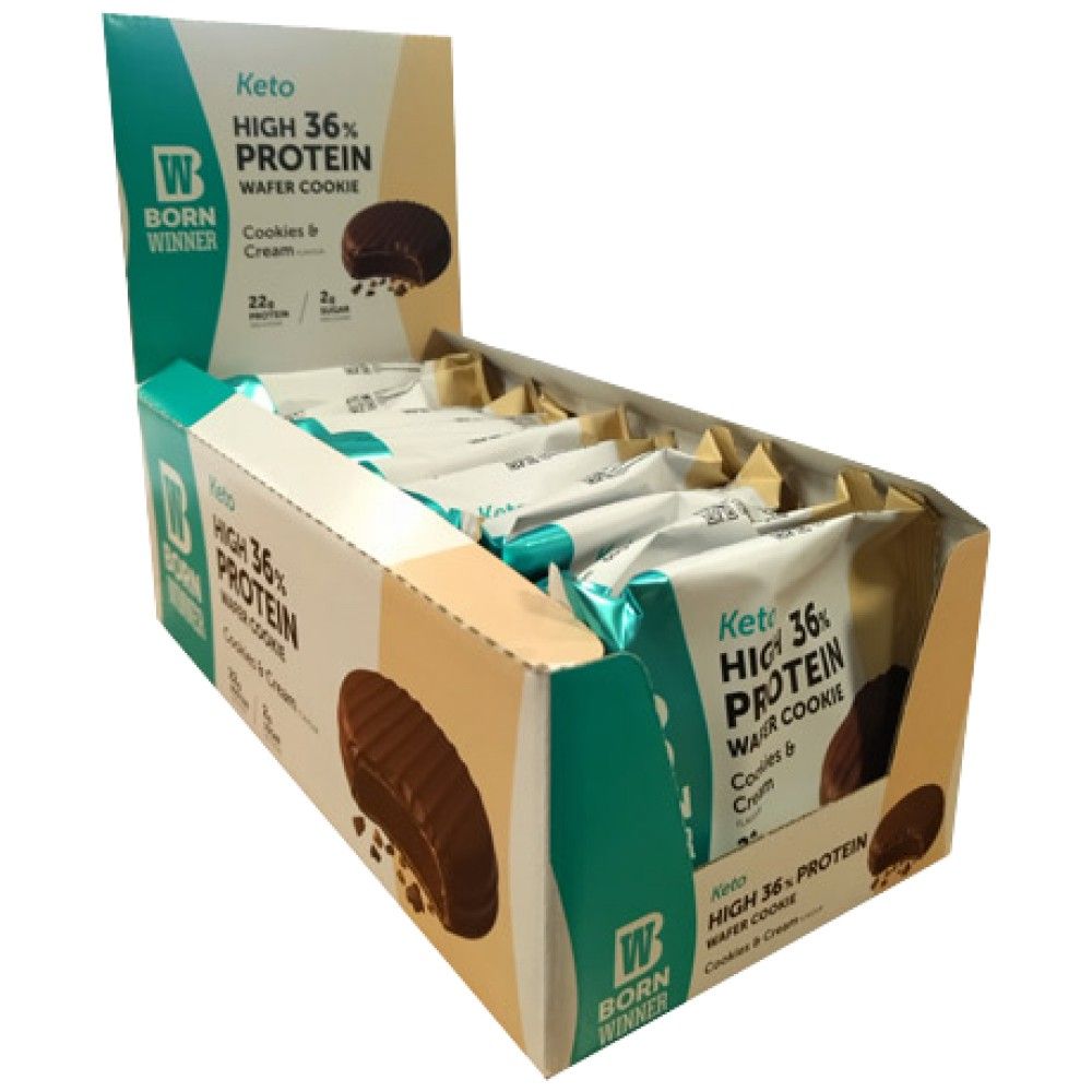 Keto 36% vysoké bielkovinové oblátky Cookie - 12 x 60 gramov