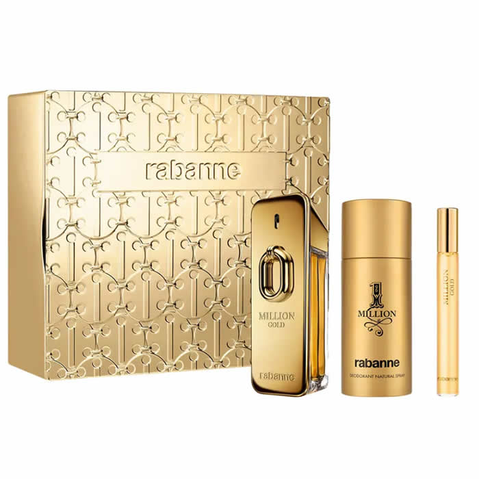 Rabanne Million Gold Eau de Parfum Intenzívny sprej 100 ml set 3 kusy