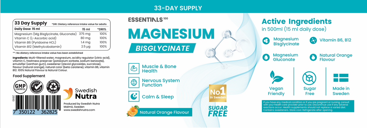 Kvapalný horčík 375 mg bisglycinát (50/33 dávok) - 500 ml