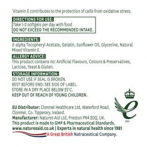 Vitamín E Natural 400iu 60 kapsúl <tc>Natures Aid</tc>
