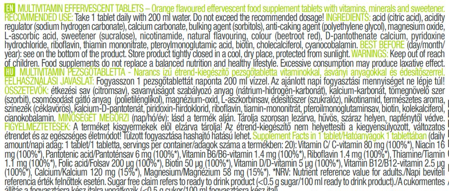 Multivitamin / 20 šumivých kariet