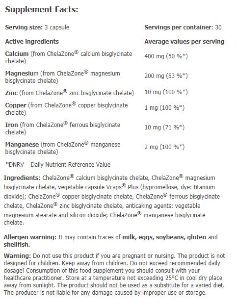 Chelazone® Multichel® Kompletný 6 bisglycinátových chelátov / 90 Vcaps