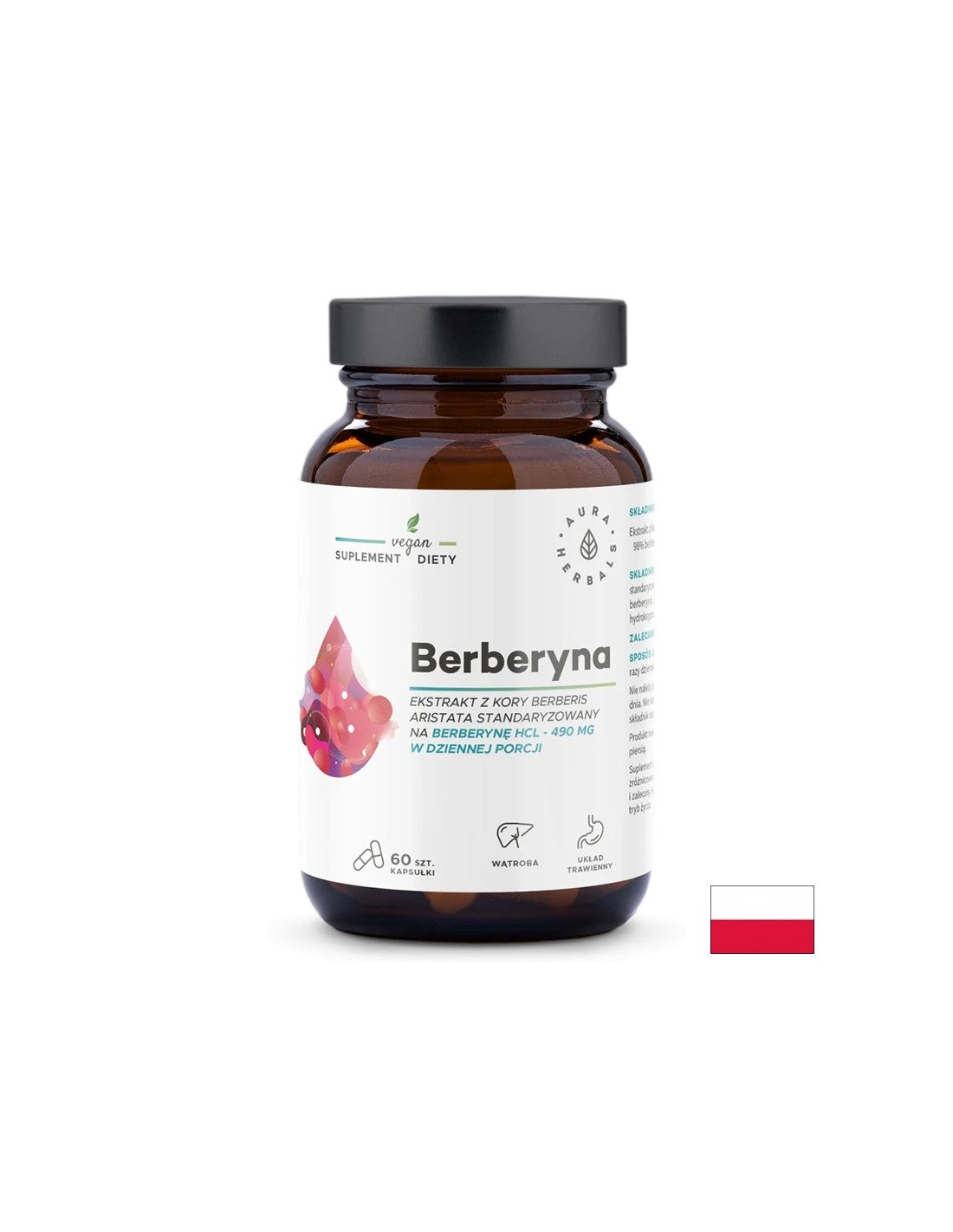Kontrola krvného cukru a cholesterolu - Berberine, 490 mg x 60 kapsúl <tc>Aura Herbals</tc>