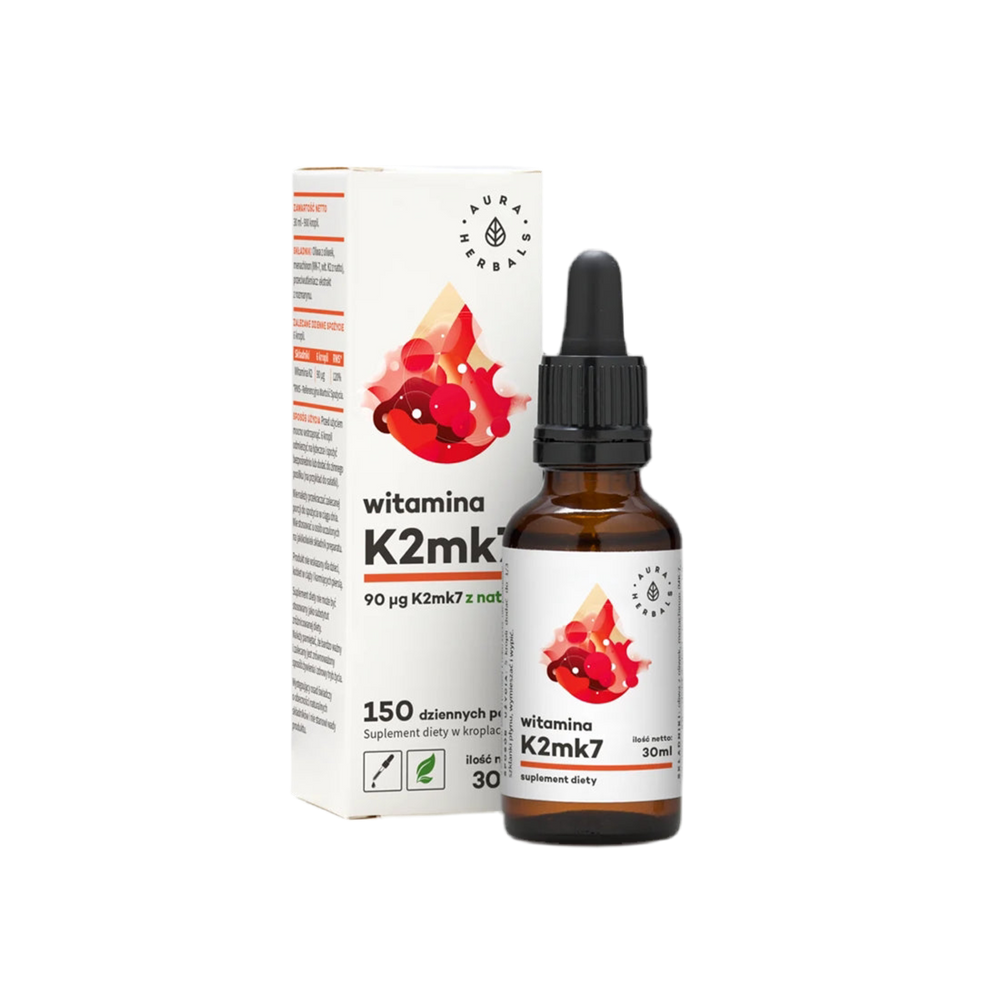 Zlepšuje hustotu kostí - Vitamín K2 (MK7), 30 ml kvapky <tc>Aura Herbals</tc>