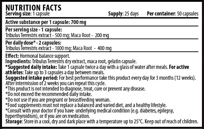 Tribulus s Maca 1400 mg - 50 kapsúl