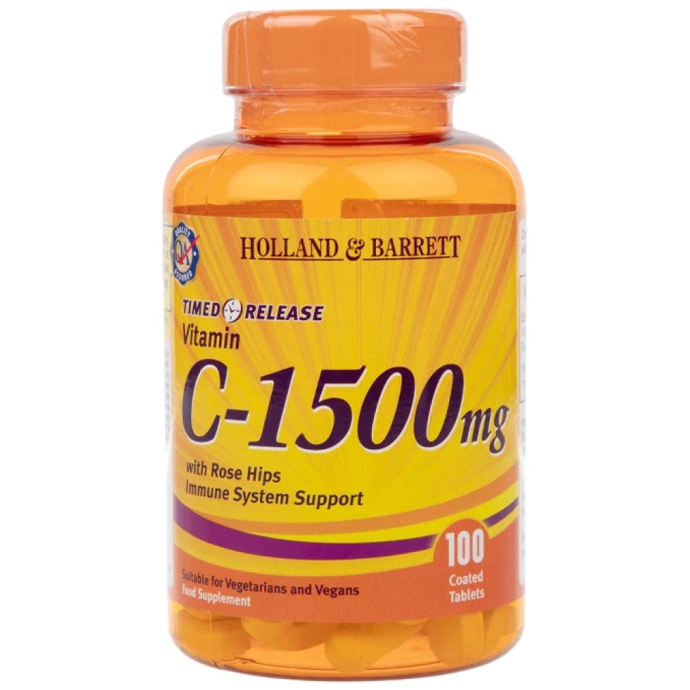 Vitamín C s ružovými bokmi 1500 mg | Načasované vydanie - 100 tabliet