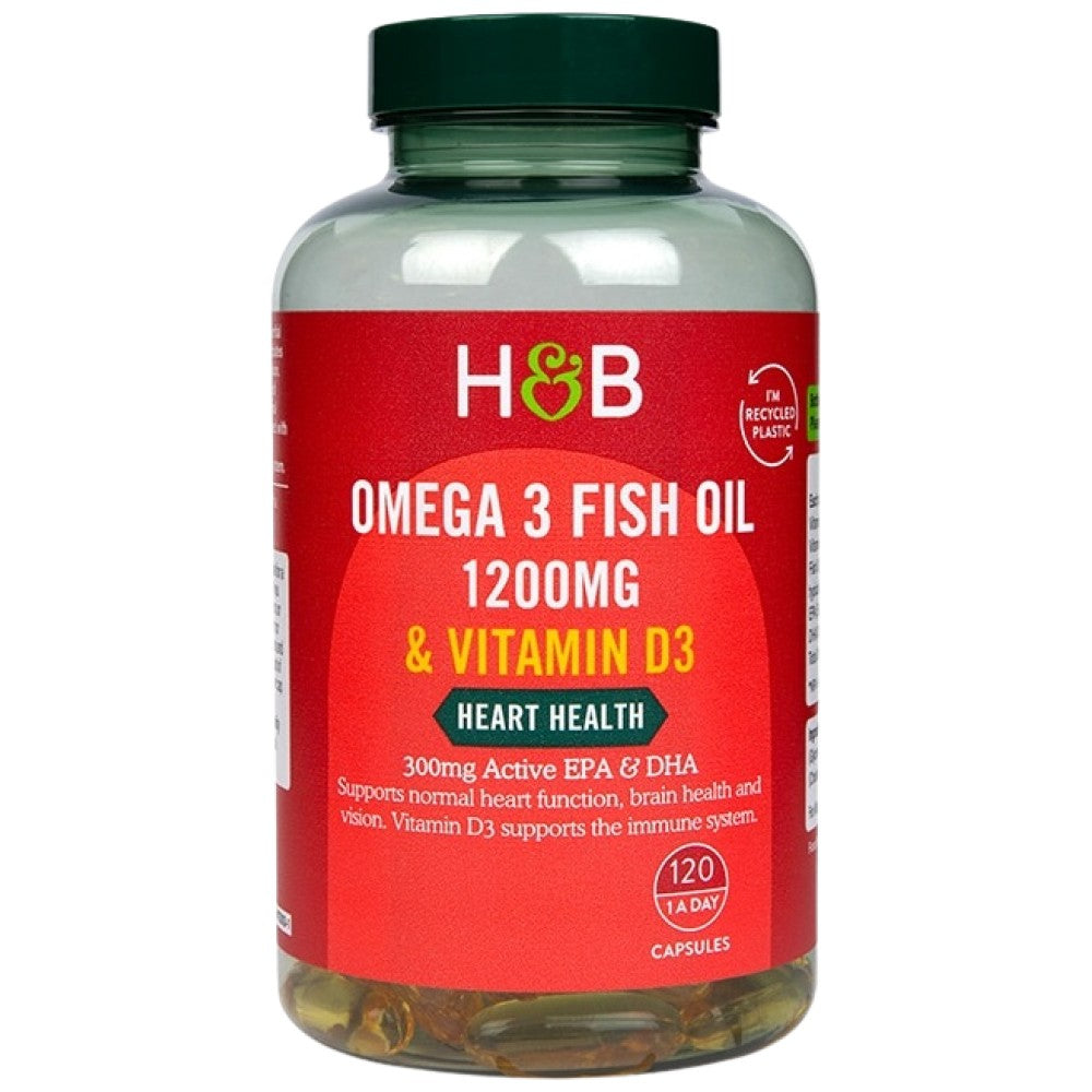 Omega 3 rybí olej 1200 mg a vitamín D3 - 120 gélové kapsuly