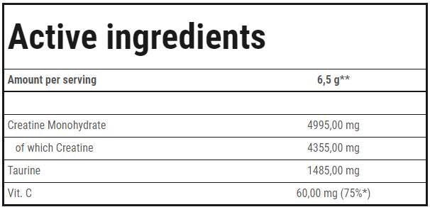 Kreatín mikronizovaný 200 sieťovadlá + taurín | Vysoko kvalitný prášok kreatínu monohydrátu - 200 gramov