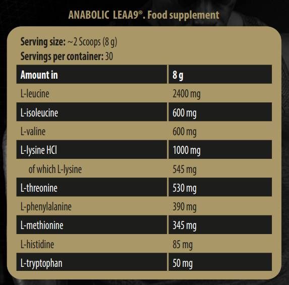 Anabolic Leaa9 | Leucín obohatený éterické aminokyseliny - 240 gramov