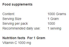 Antioxidant vitamínu C 100% prášok vitamínu C - 1 000 gramov