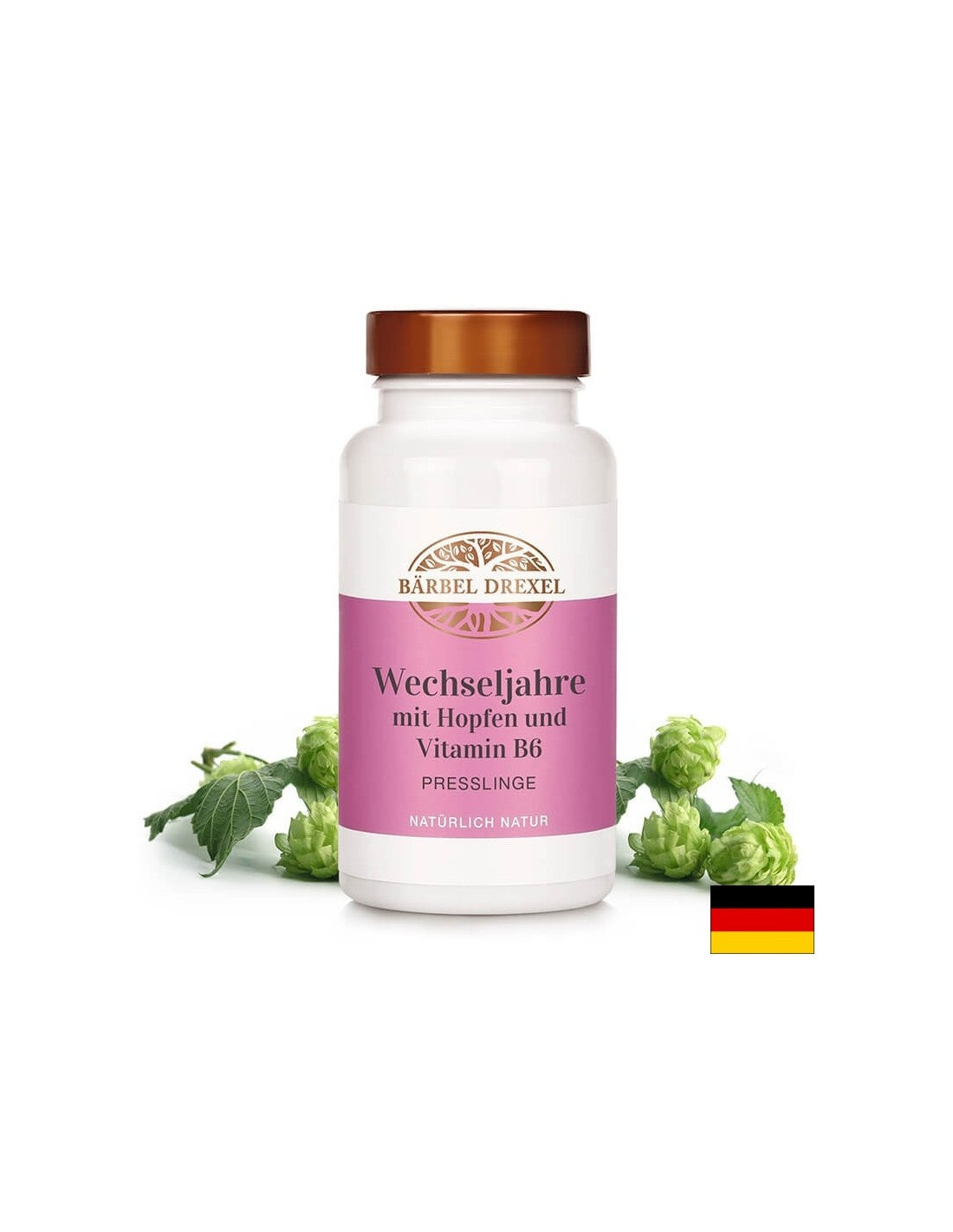 Prírodná receptúra ​​pre menopauzu – s chmeľom, vitamínom B6 a ďalšími prírodnými zložkami, 240 tabliet <tc>Bärbel Drexel</tc>