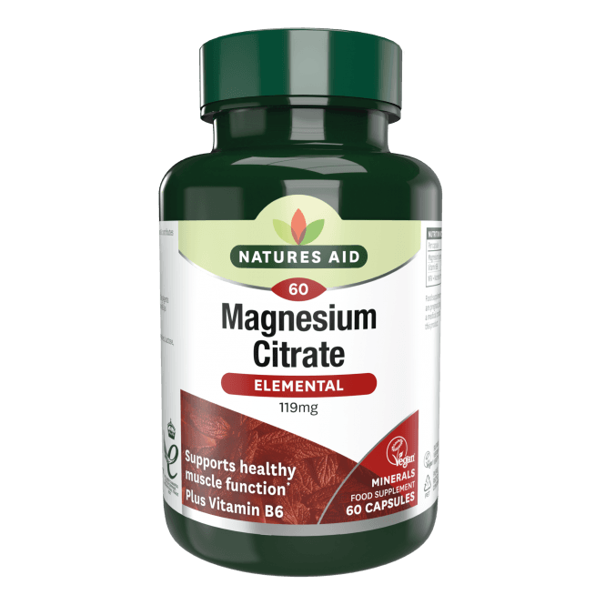 Citrát horečnatý + vitamín B6 (elementárny citrát horčíka) 119 mg 60 kapsuly Natures Aid