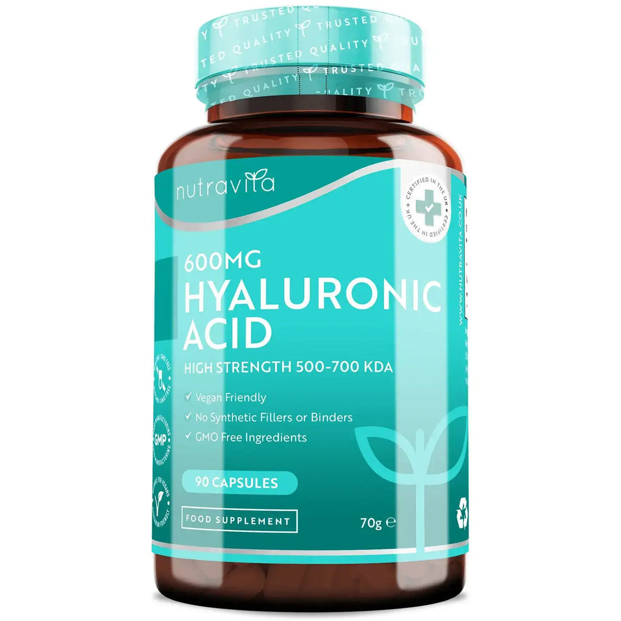 Kyselina hyalurónová 600 mg / Kyselina hyalurónová 600 mg /90 kapsúl, 90 dní/ <tc>Nutravita</tc>