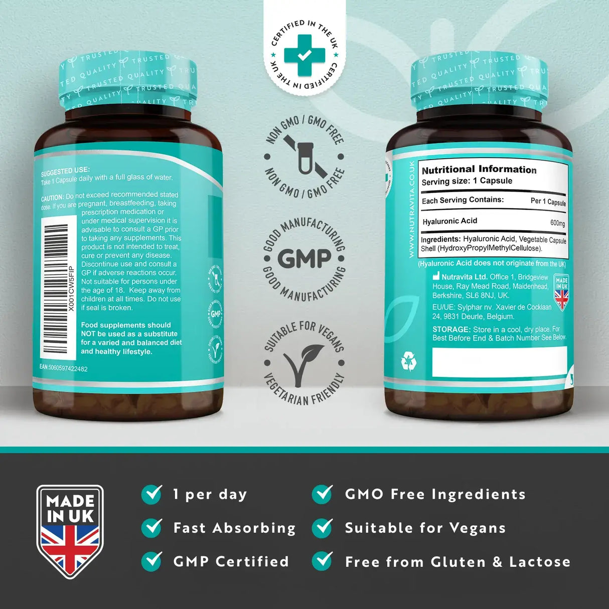 Kyselina hyalurónová 600 mg / Kyselina hyalurónová 600 mg /90 kapsúl, 90 dní/ <tc>Nutravita</tc>