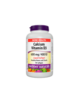 Vápnik 600 mg + Vitamín D3 400 IU - Kostný a svalový systém, 90 <tc>Webber Naturals</tc> Tekuté mäkké gély