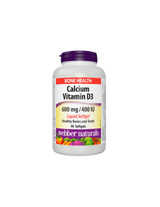 Vápnik 600 mg + Vitamín D3 400 IU - Kostný a svalový systém, 90 <tc>Webber Naturals</tc> Tekuté mäkké gély