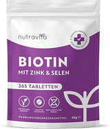 Tablety Biotín + Selén + Zinok na pokožku, vlasy a nechty – 365 vegánskych tabliet na 1 rok <tc>Nutravita</tc>