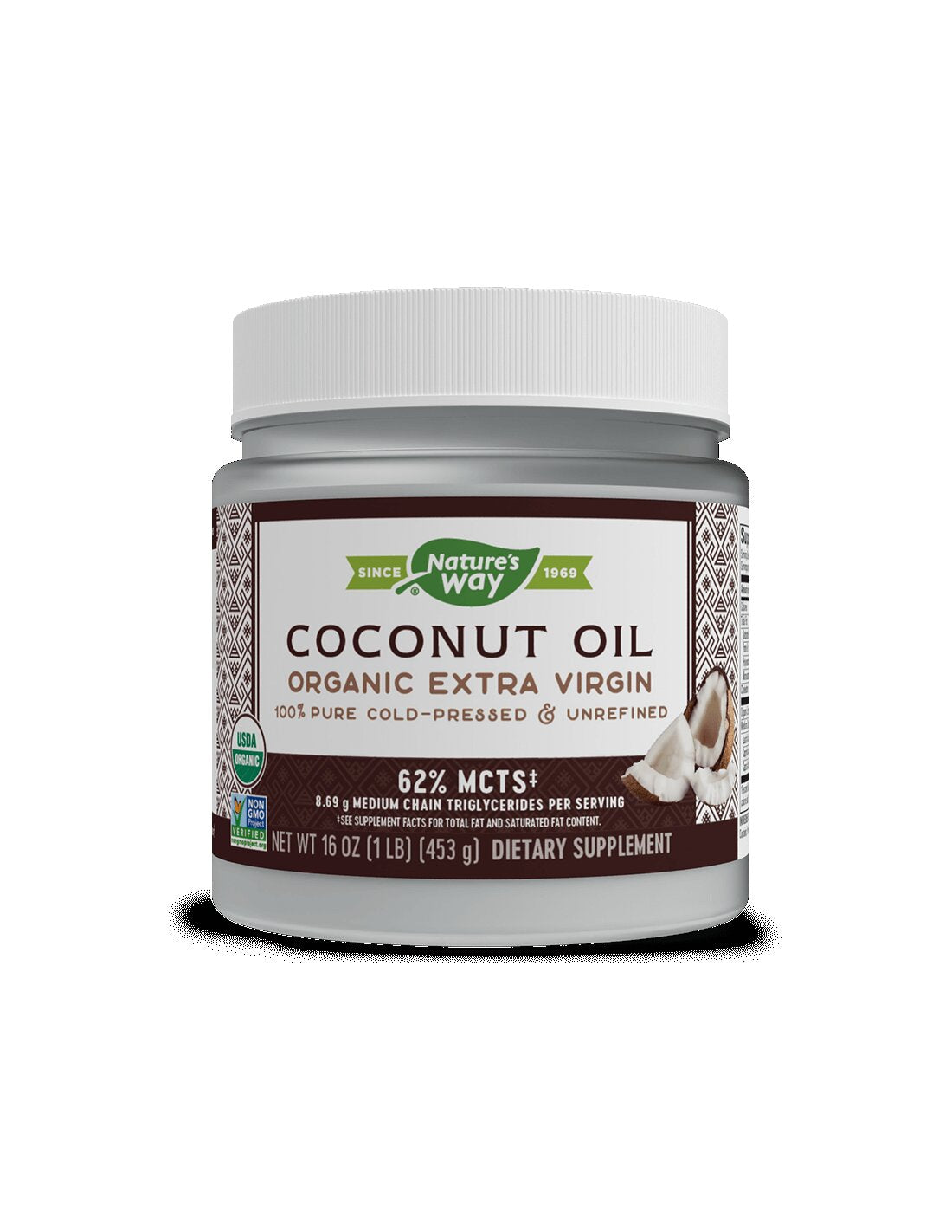 Kokosový olej, 62% MCT mastné kyseliny - kokosový olej Organic Extra Virgin, 474 ml, 32 slúžky prírody