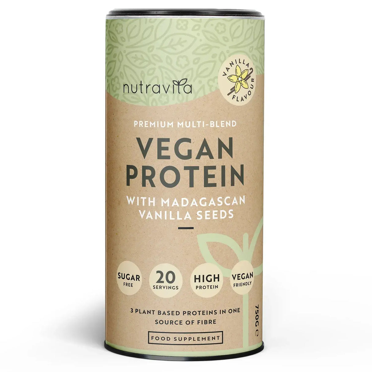 Vegánsky proteín + enzýmy - 750 g (vanilka) <tc>Nutravita</tc>
