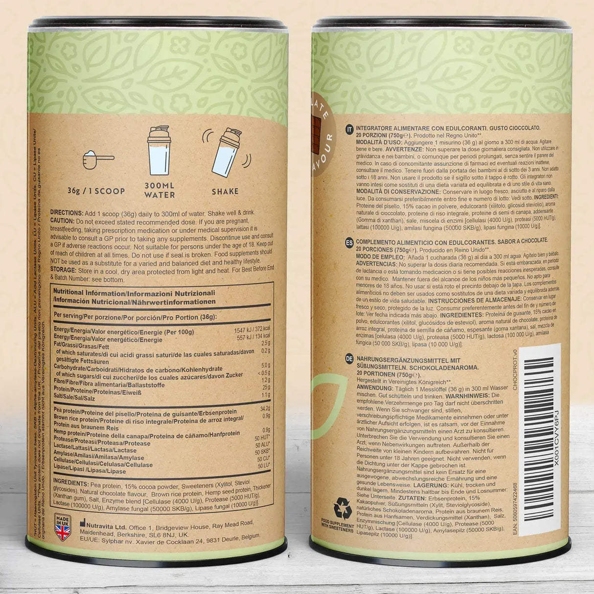 Vegánsky proteín + enzýmy - 750 g (čokoláda) <tc>Nutravita</tc>