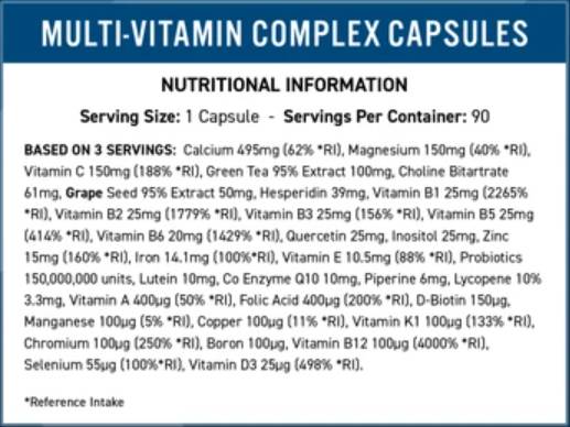 Vitalita komplexu viacerých vitamínov - 90 kapsúl