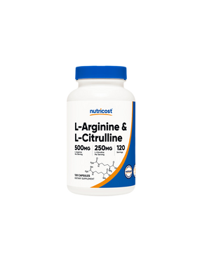 Tone and energy - L-Arginine + L-Citrulline (L-Arginine + L-Citrulline), 550 mg + 250 mg/120 capsules Nutricost - Nutra Best Europe