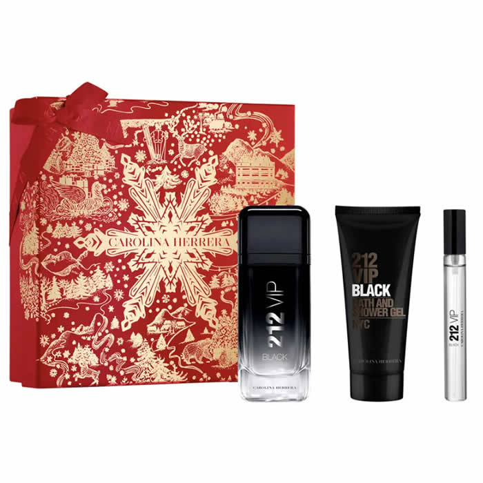 <tc>CAROLINA HERRERA</tc> 212 Vip Black Men Eau De Parfume Spray 100ml Set 3 kusy