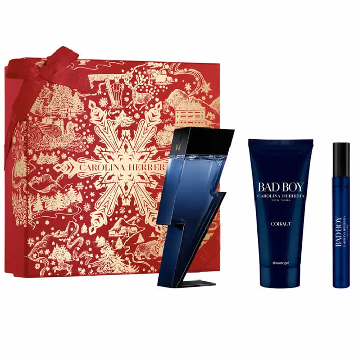 <tc>CAROLINA HERRERA</tc> Bad Boy Cobalt Eau De Parfume Spray 100ml Set 3 kusy