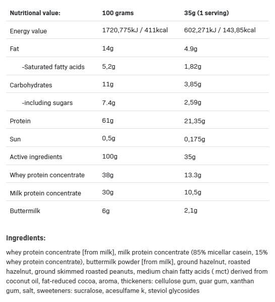 Nutlove Protein Shake Srvátkový proteín + kazeín - 630 gramov