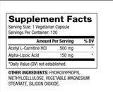 Acetyl L-karnitín + kyselina alfa-lipoová 650 mg / 120 čiapky