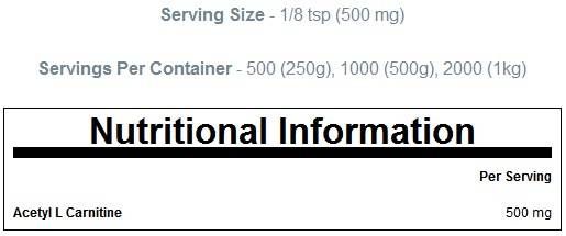 Acetyl L -karnitínový prášok - 250 gramov