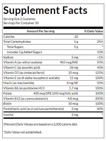 Multivitamínové guma pre dospelých Peach, Orange & Strawberry - 60 žuvacích tabliet