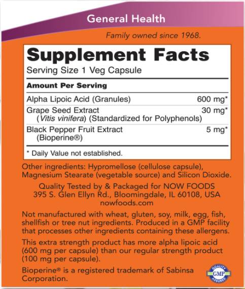 Kyselina alfa lipoová 600 mg / extra sila - 120 kapsúl