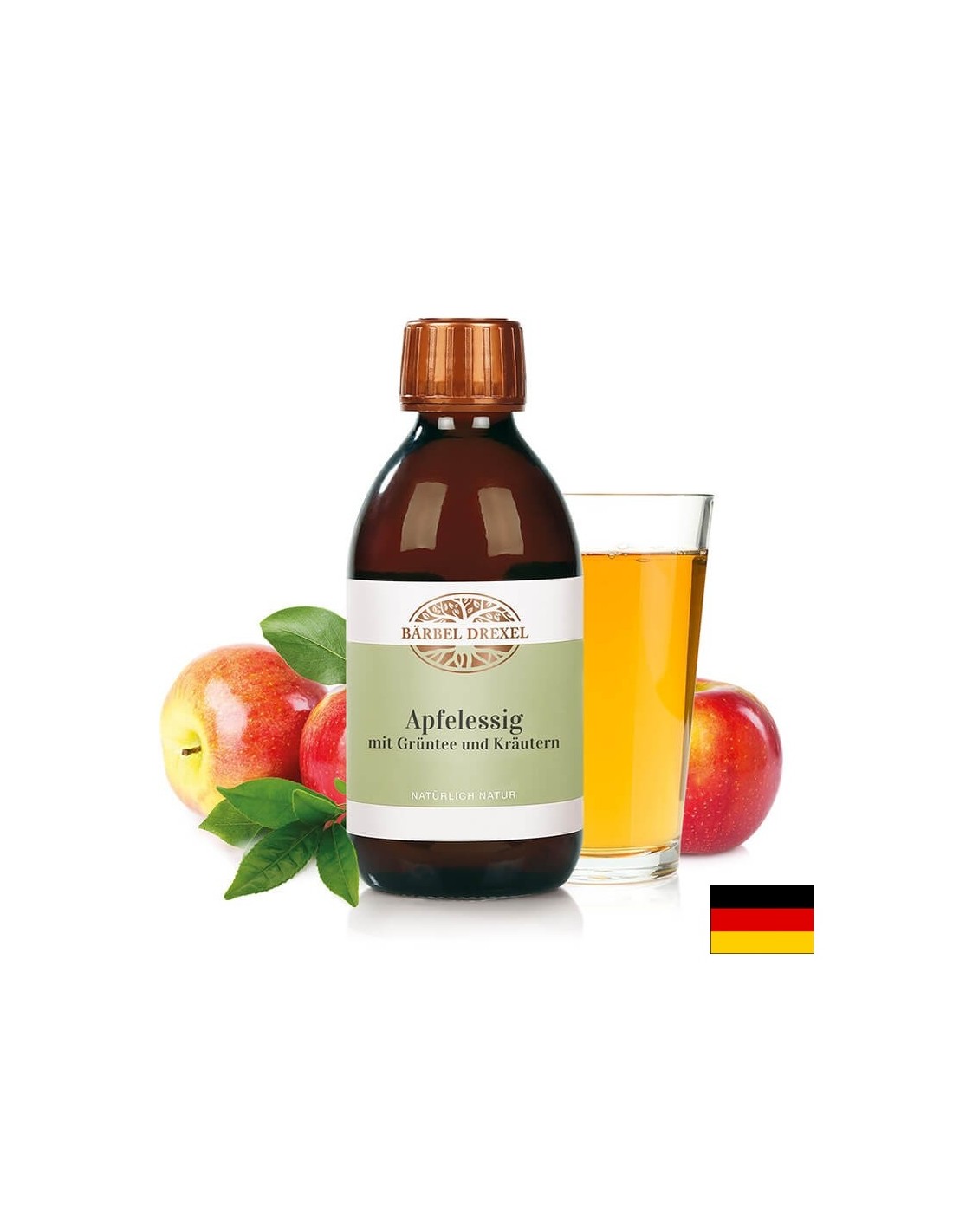 Apfelessig mit Grüntee und Kräutern / Jablčný ocot + zelený čaj a bylinky, 250 ml. <tc>Bärbel Drexel</tc>